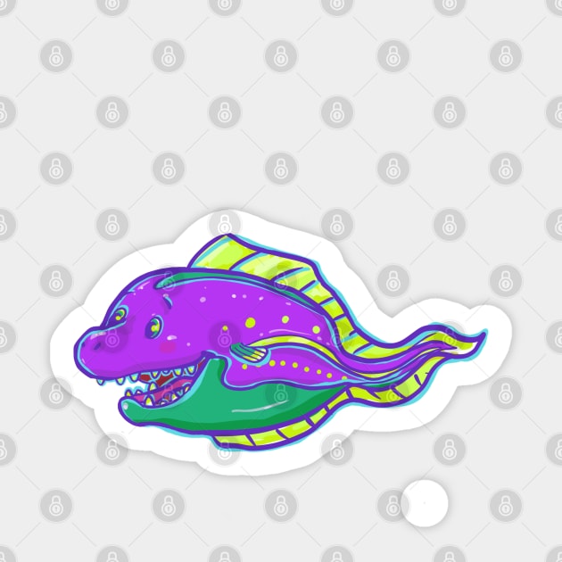 Buzz- the electrifying eel Sticker by Artbysusant 